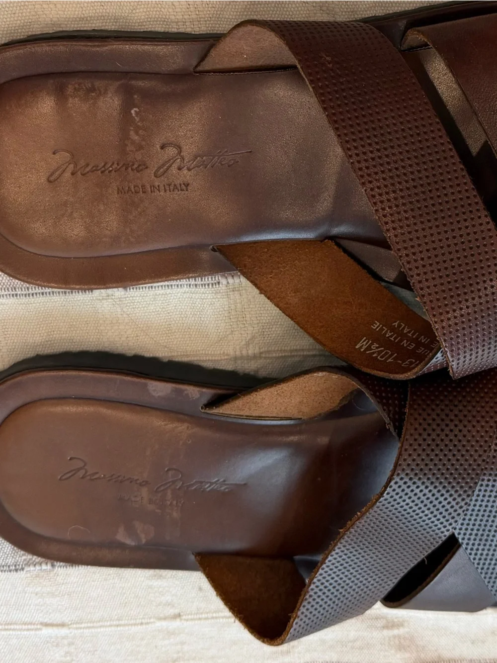 Massimo Matteo - Dark Brown Leather Slide Sandals - Men's 10.5